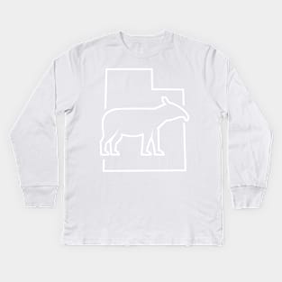 Utah Horse - tapir (white outline) Kids Long Sleeve T-Shirt